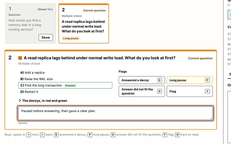 Type anything else you notice in the notes box under the marks.