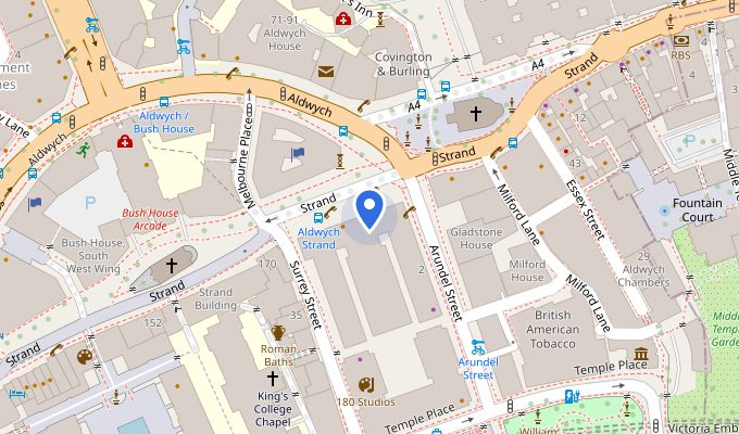 Map of 180 Strand, Temple, London